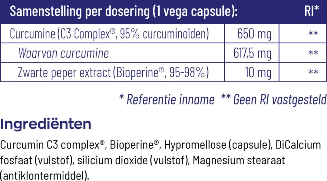 Vitakruid Curcuma C3-2X Vegicaps - 60 Stuks
