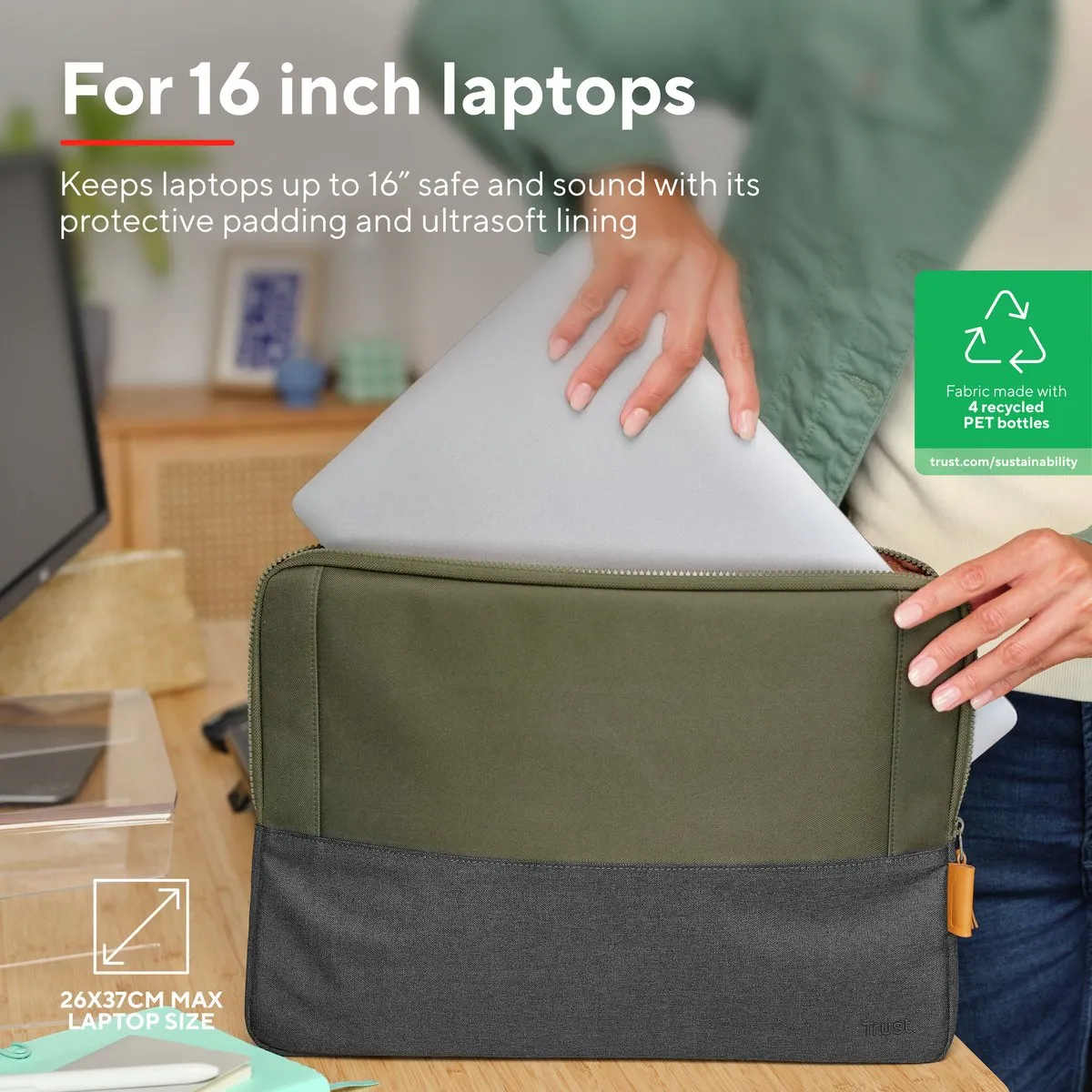 Trust Lisboa Laptophoes 16 inch - Groen - 8713439252477