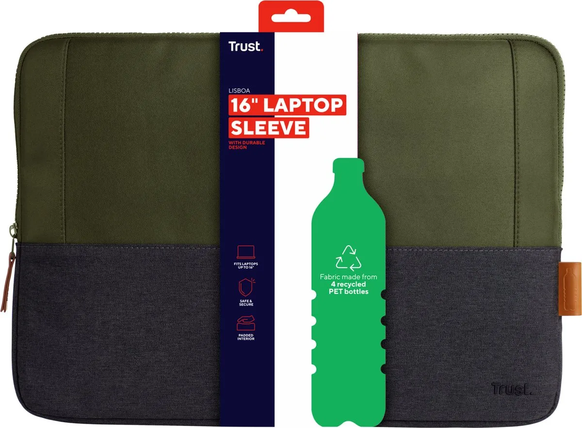 Trust Lisboa Laptophoes 16 inch - Groen - 8713439252477