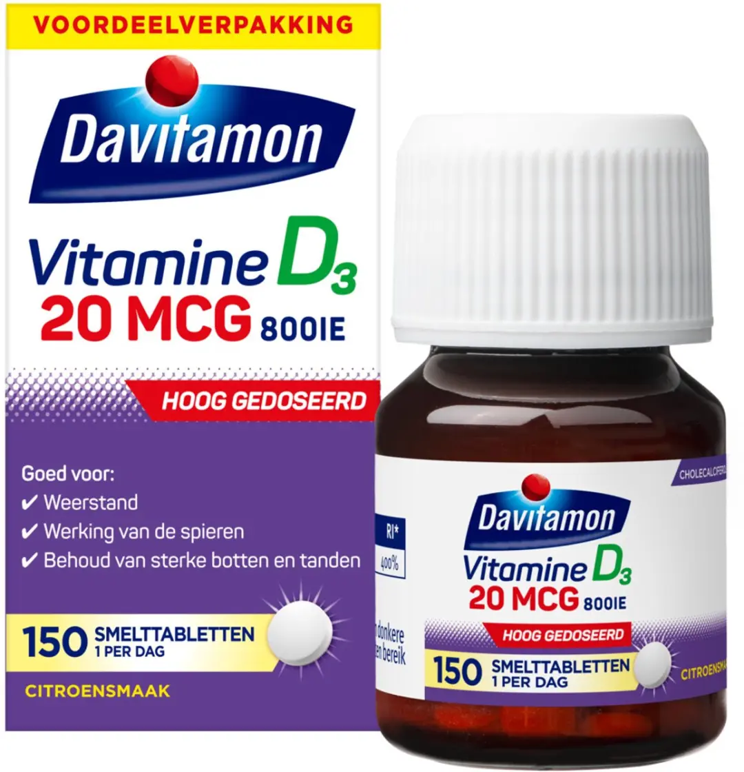 Davitamon Vitamine D3 20mcg Smelttabletten - 300 Stuks