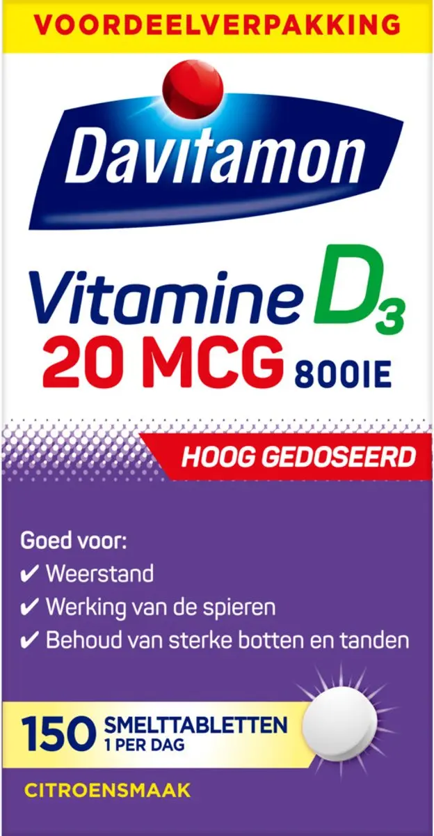 Davitamon Vitamine D3 20mcg Smelttabletten
