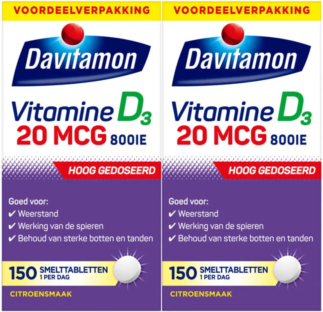 Davitamon Vitamine D3 20mcg Smelttabletten - 300 Stuks