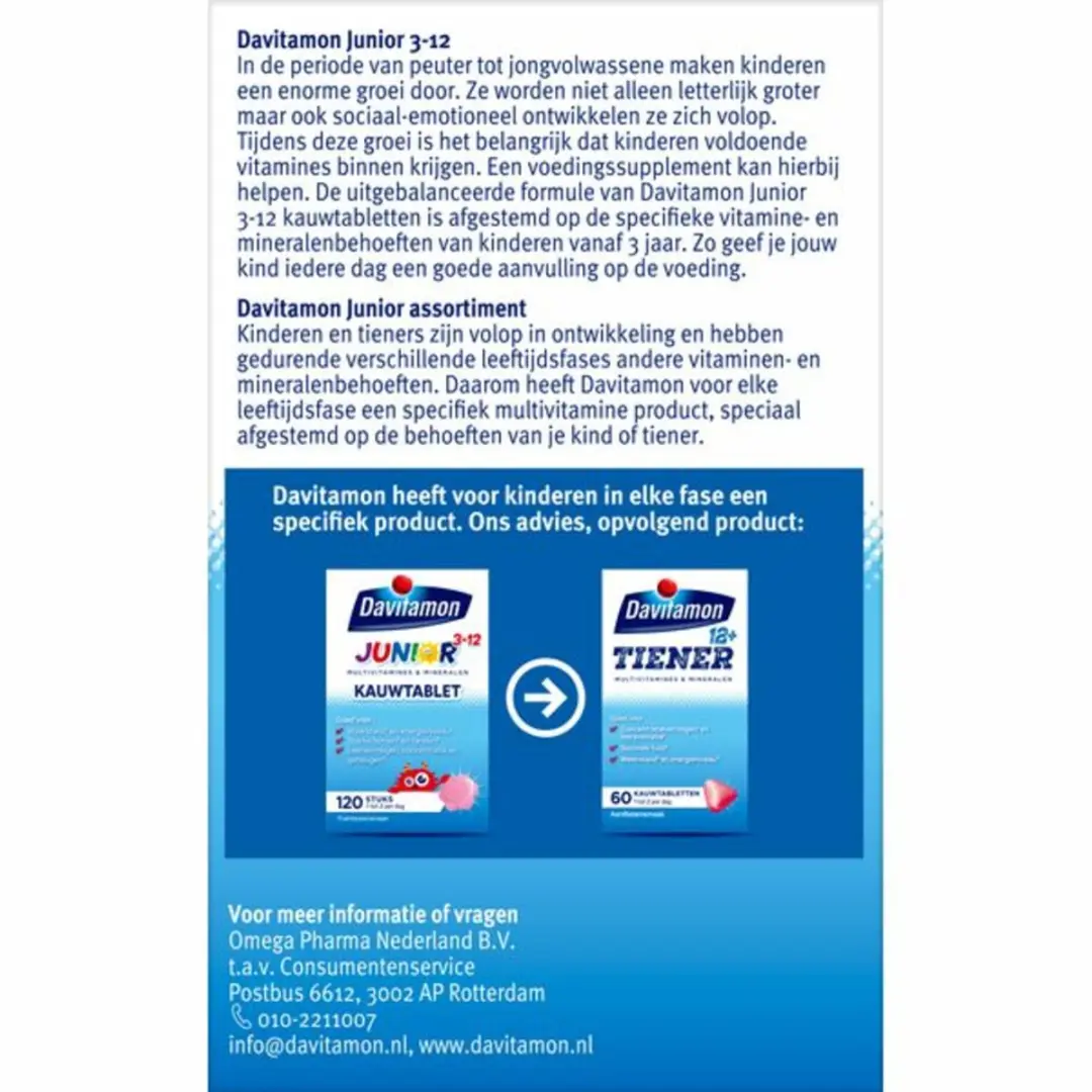 Davitamon Junior 3+ Kauwtabletten Framboos - 240g