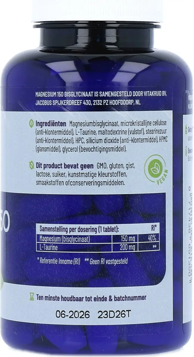 Vitakruid Magnesium 150 Bisglycinaat 89g