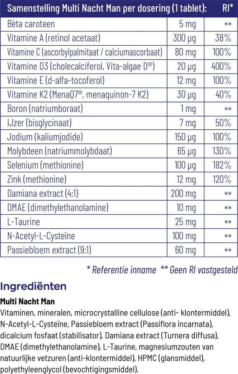 Vitakruid Multi Nacht Man 90 Tabletten