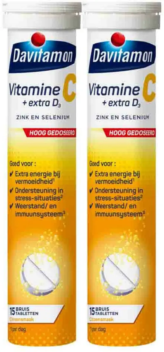 Davitamon Vitamine C Forte + D3 Citroen Bruistabletten - 30g