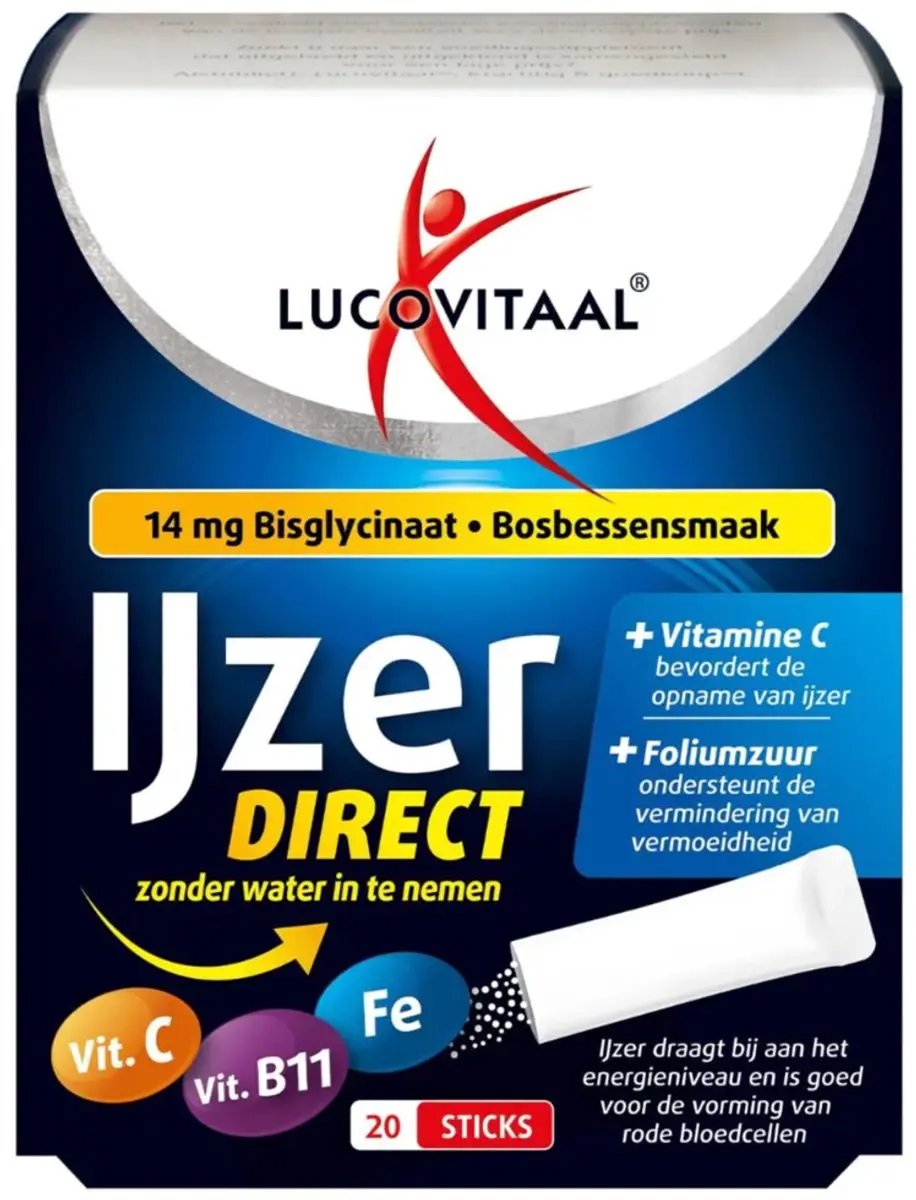 Lucovitaal IJzer Bisglycinaat Bosbessensmaak - 40g (2x20 Sachets)
