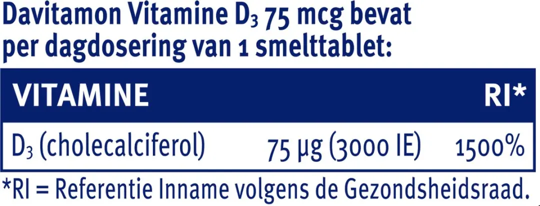 Davitamon Vitamine D3 75 mcg Smelttabletten - 75 Stuks