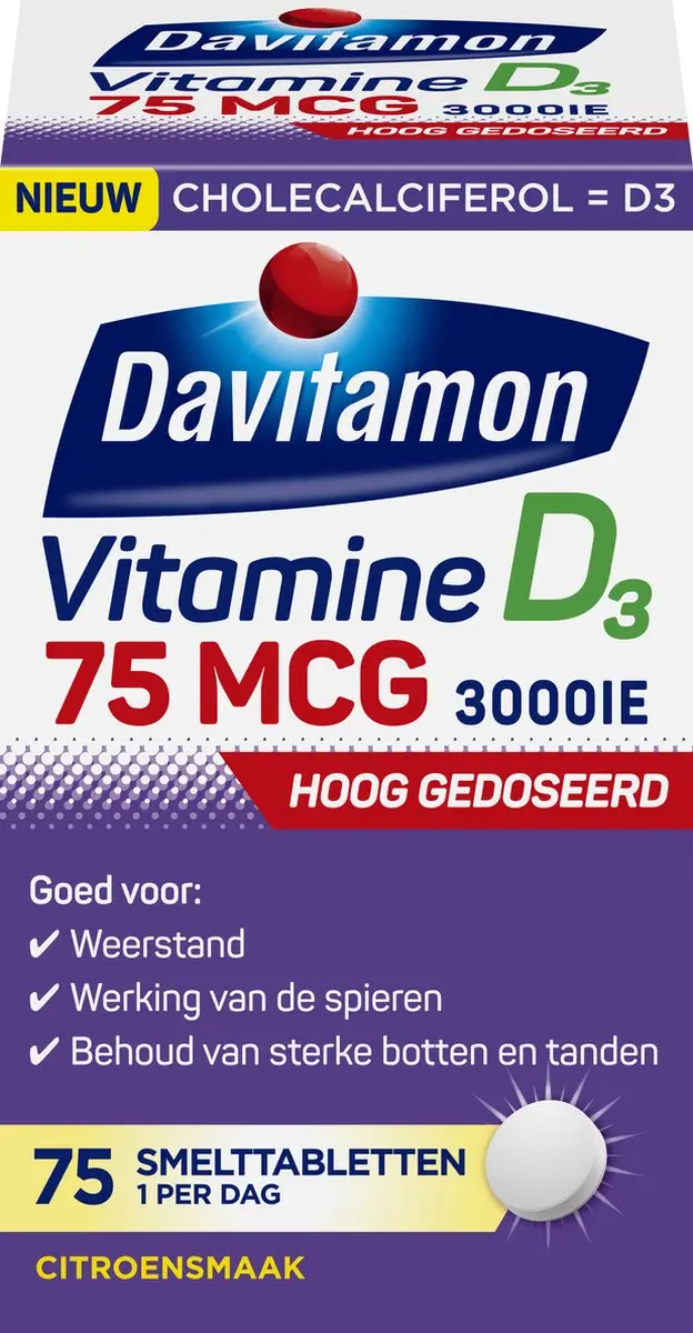 Davitamon Vitamine D3 75 mcg Smelttabletten - 75 Stuks