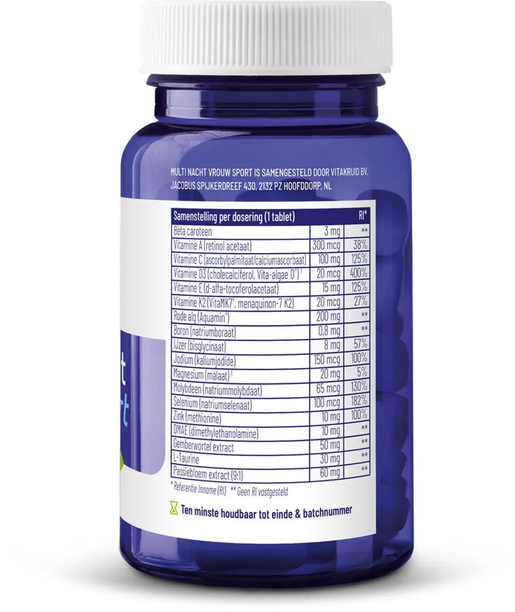 Vitakruid Vrouw Sport Multi Nacht 30 tabletten