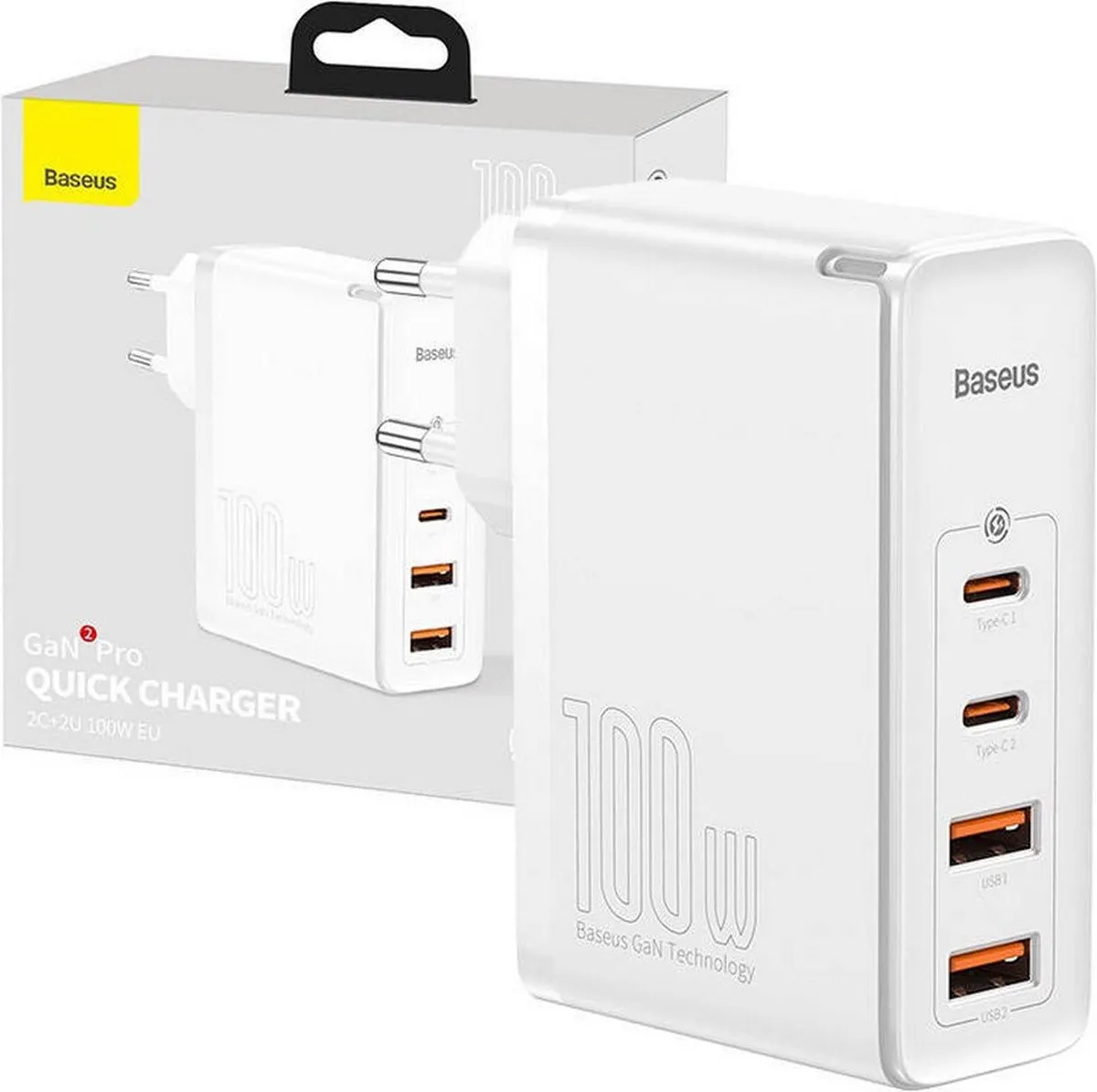 Baseus GaN2 Pro Oplader 100W - Wit - afbeelding 6 van 6