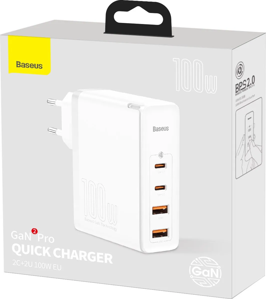 Baseus GaN2 Pro Oplader 100W - Wit