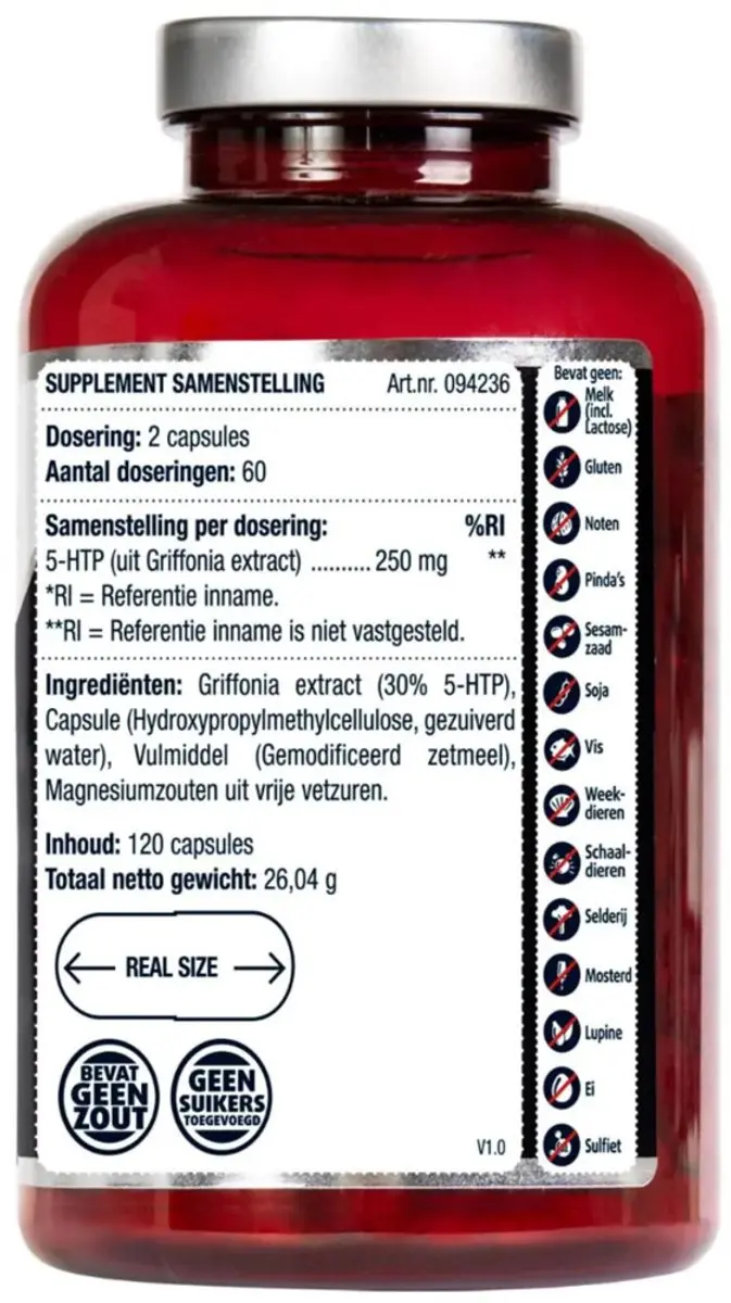 Lucovitaal 5-HTP 250mg - 240 Capsules