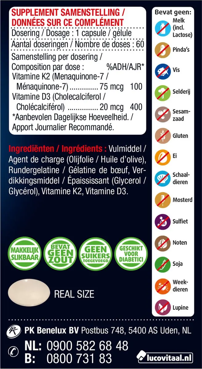 Lucovitaal Vitamine K2 + D3 60 Capsules