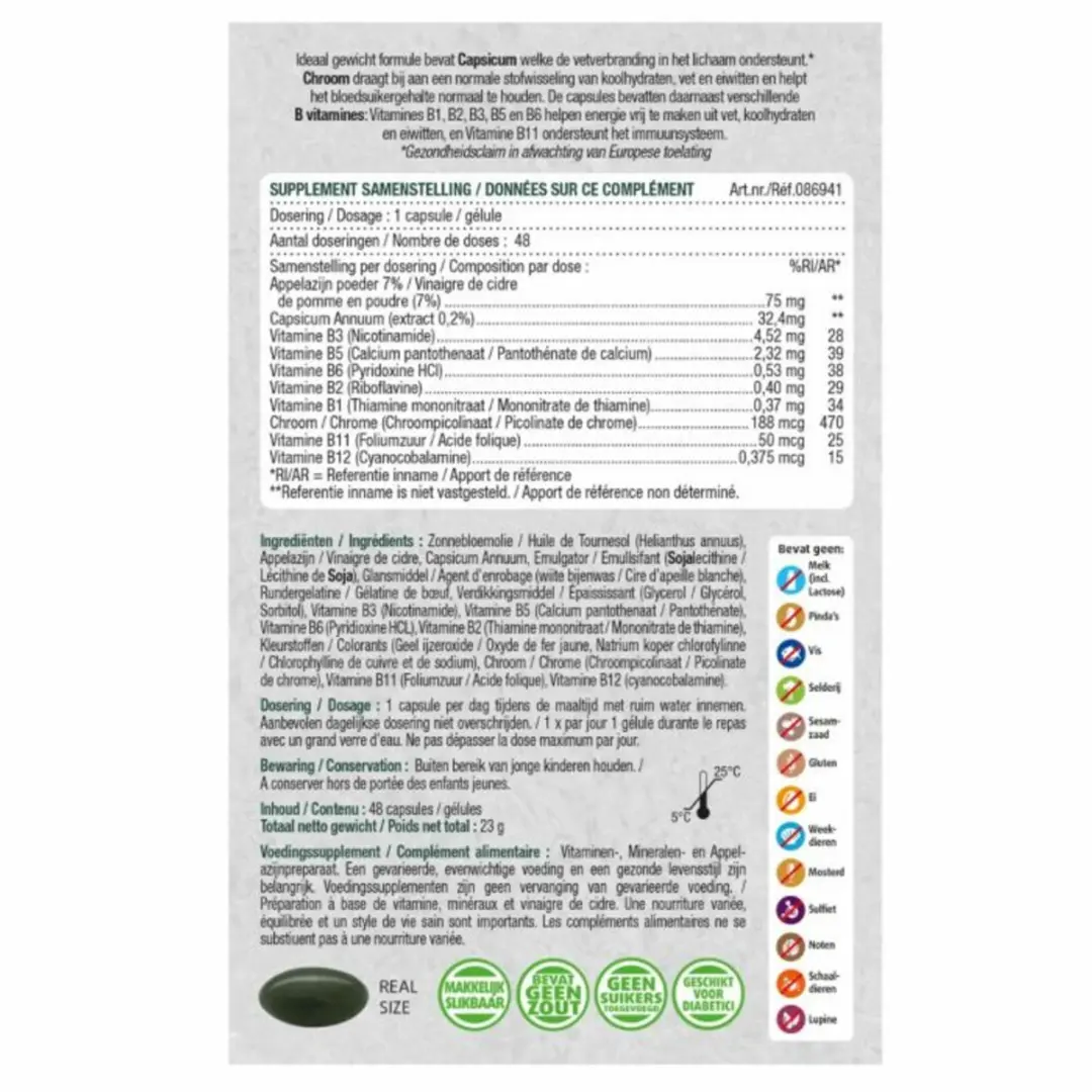 Lucovitaal Appelazijn Chroom & B Vitamines Ideaal Gewicht - 96 Capsules