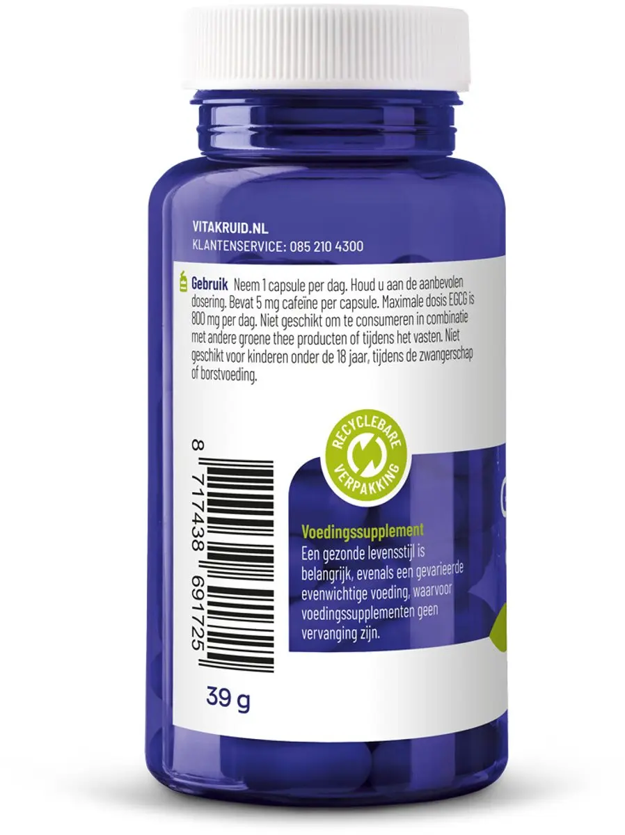 Vitakruid Groene Thee & Bioperine - 120 Vegancapsules