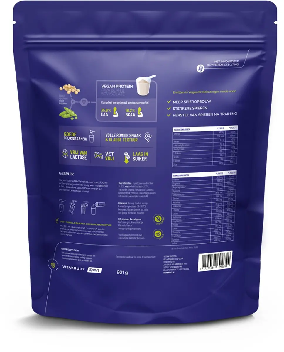 Vitakruid Vegan Protein Shiitake - 921g Dark Vanille