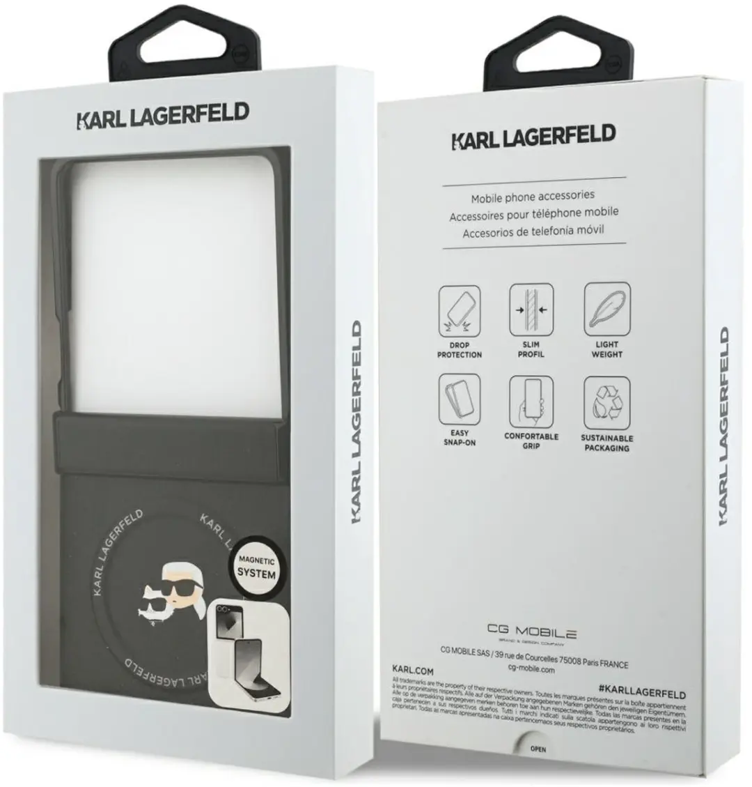 Karl Lagerfeld Karl&Choupette Pins MagSafe Hoesje - Samsung Galaxy Z Flip7 - Zwart