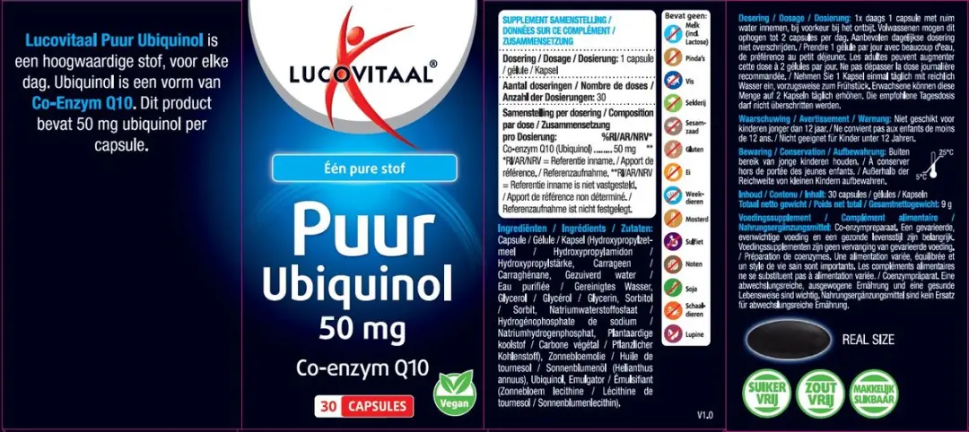 Lucovitaal Ubiquinol Puur 50mg - 30 Capsules