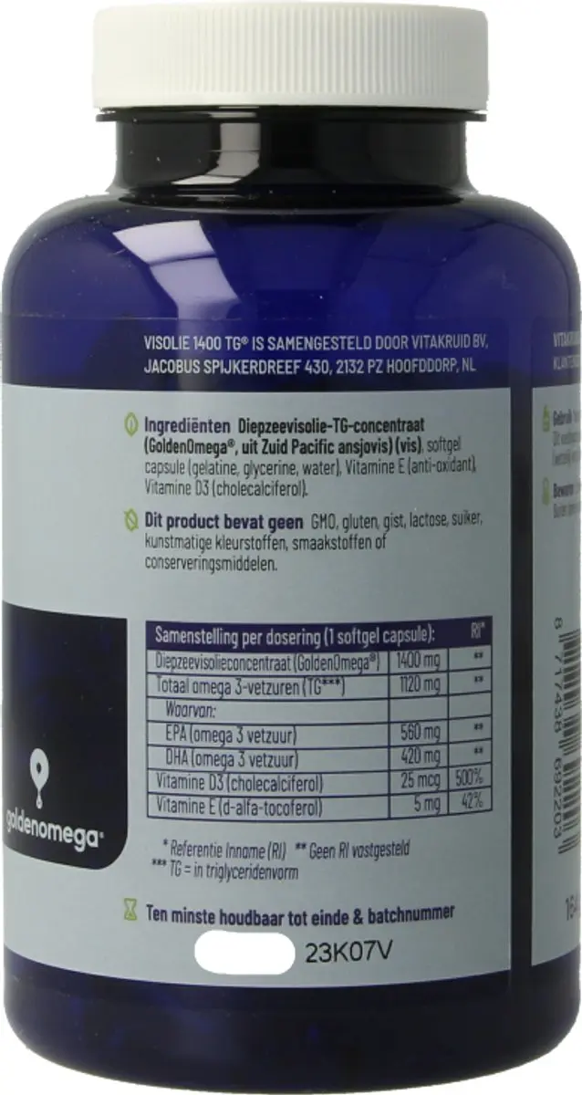 Vitakruid Visolie 1400 TG 90 Softgels