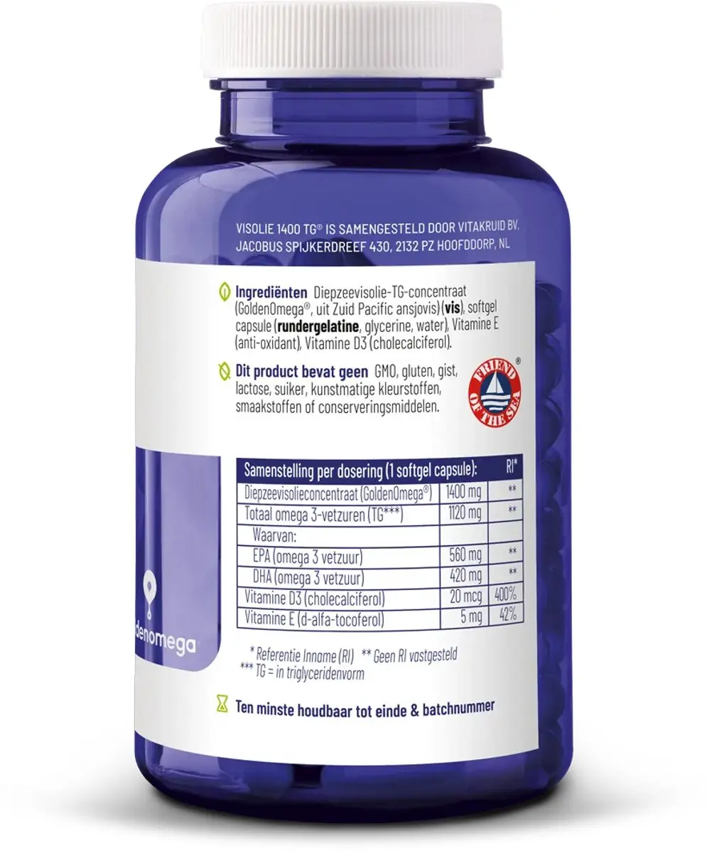 Vitakruid Visolie 1400 TG 90 Softgels