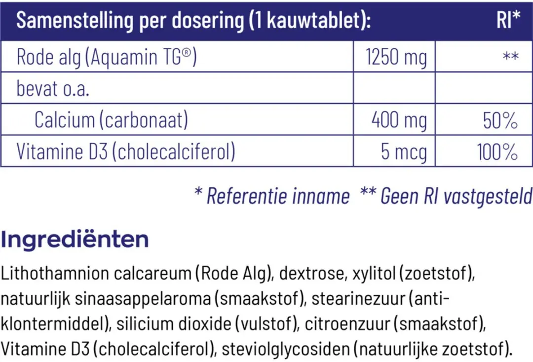 Vitakruid Calcium 400 & D3 Rode Alg - 2x90 Kauwtabletten