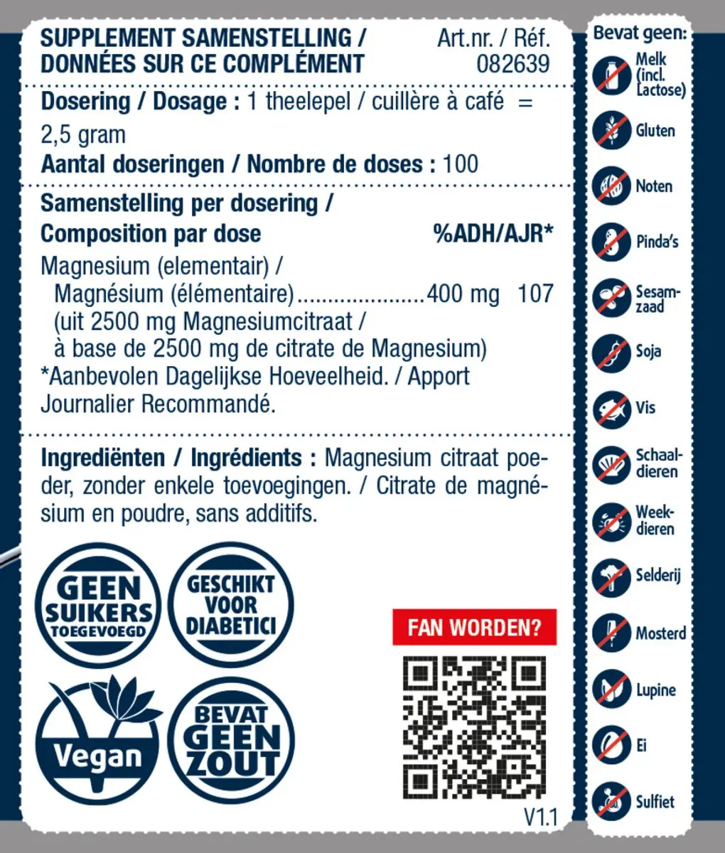 Lucovitaal Magnesium 400mg Citraat Poeder 250g