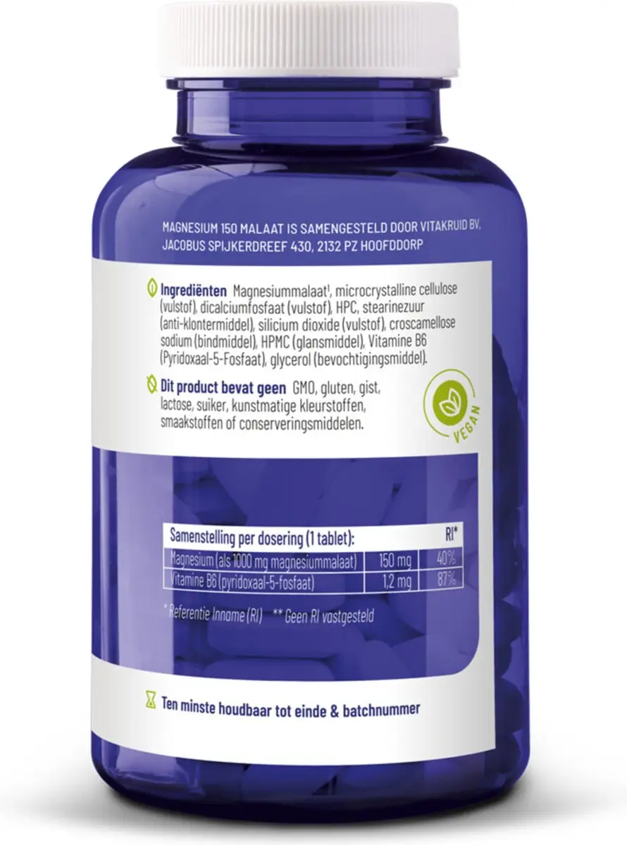 Vitakruid Magnesium Malaat 150 - 180 tabletten