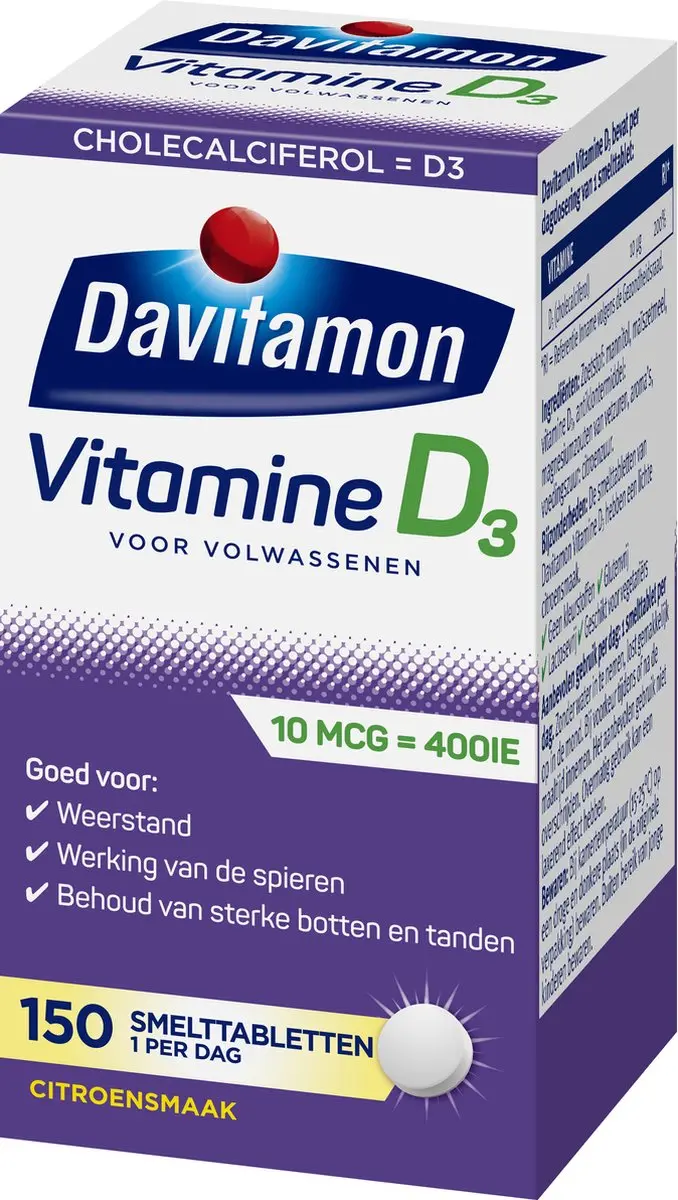 Davitamon Vitamine D3 Smelttablet 150 Stuks