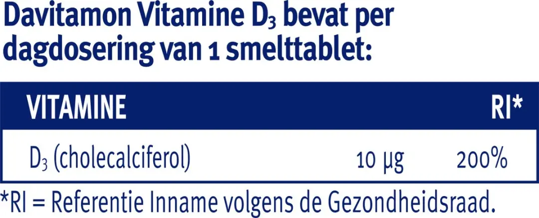 Davitamon Vitamine D3 Smelttablet 150 Stuks