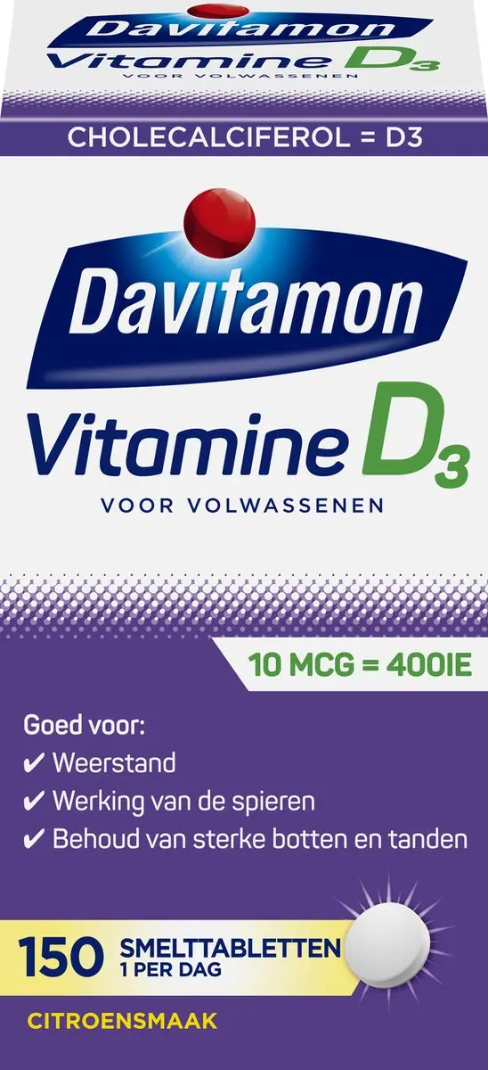 Davitamon Vitamine D3 Smelttablet 150 Stuks