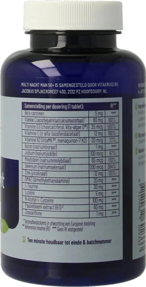 Vitakruid Multi Nacht Man 50+ 90 Tabletten - afbeelding 6 van 6