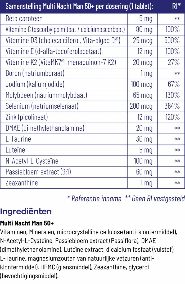 Vitakruid Multi Nacht Man 50+ 90 Tabletten