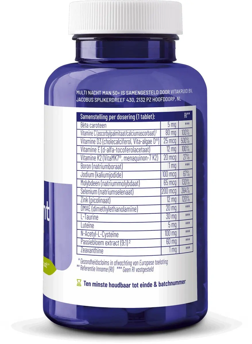 Vitakruid Multi Nacht Man 50+ 90 Tabletten