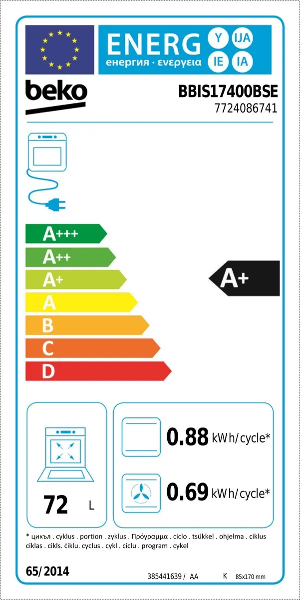 Beko BBIS17400BSE Inbouwoven 72L - Stoomfunctie - Zwart