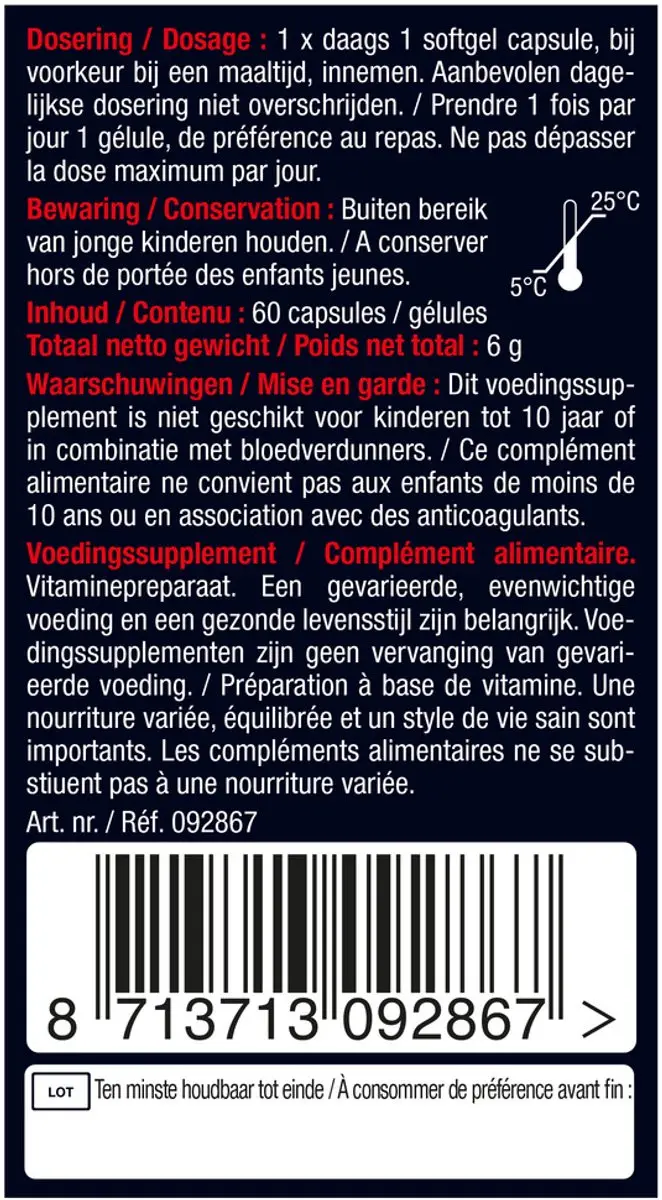 Lucovitaal Vitamine K2 75 mcg - 60 Capsules