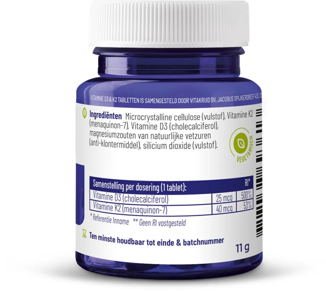 Vitakruid Vitamine D3 & K2 25mcg/40mcg - 90 Tabletten