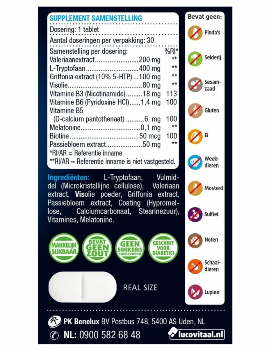 Lucovitaal Melatonine 5-HTP L-Tryptofaan - 3x30 Tabletten
