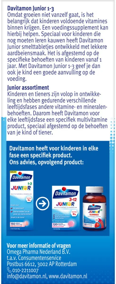 Davitamon Junior 1+ Multivitamines - 600g - 4x150 tabletten
