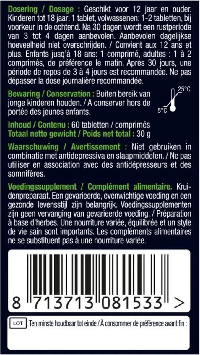 Lucovitaal Rhodiola Rosea Tabletten 60 Stuks - 60mg