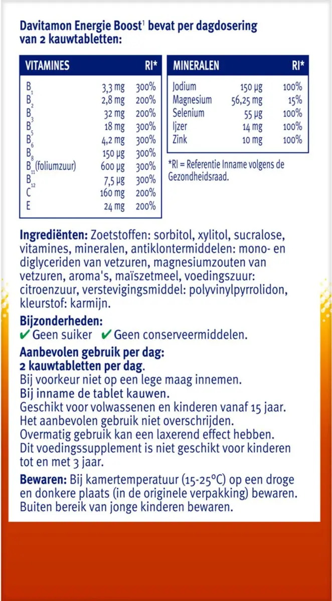 Davitamon Energie Boost Bosvruchten Kauwtabletten - 160g
