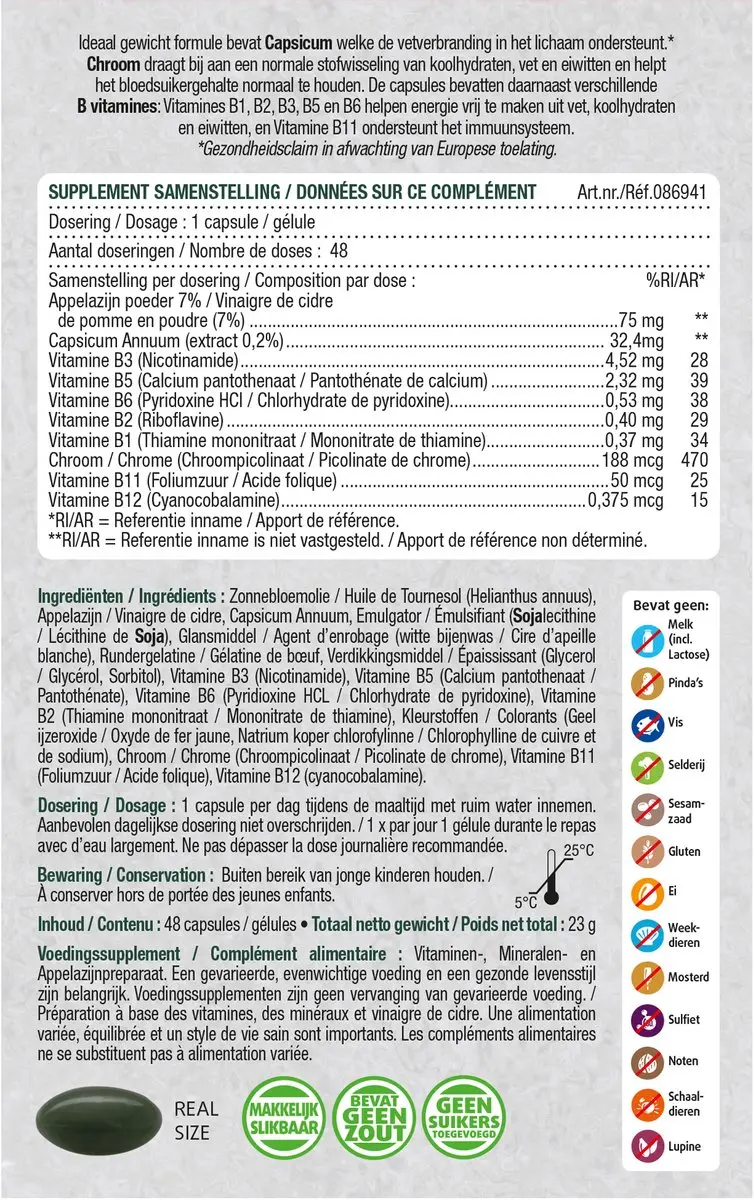 Lucovitaal Appelazijn Chroom & B Vitamines Ideaal Gewicht 48 Capsules