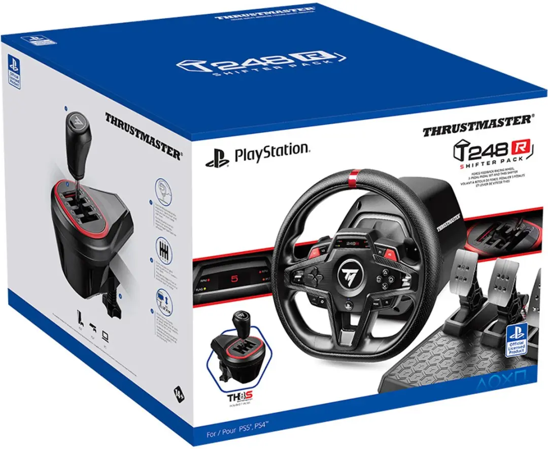Thrustmaster T248R Racestuur - 3,1 Nm - TH8S Shifter & T3PM Pedalen - PS5/PS4/PC