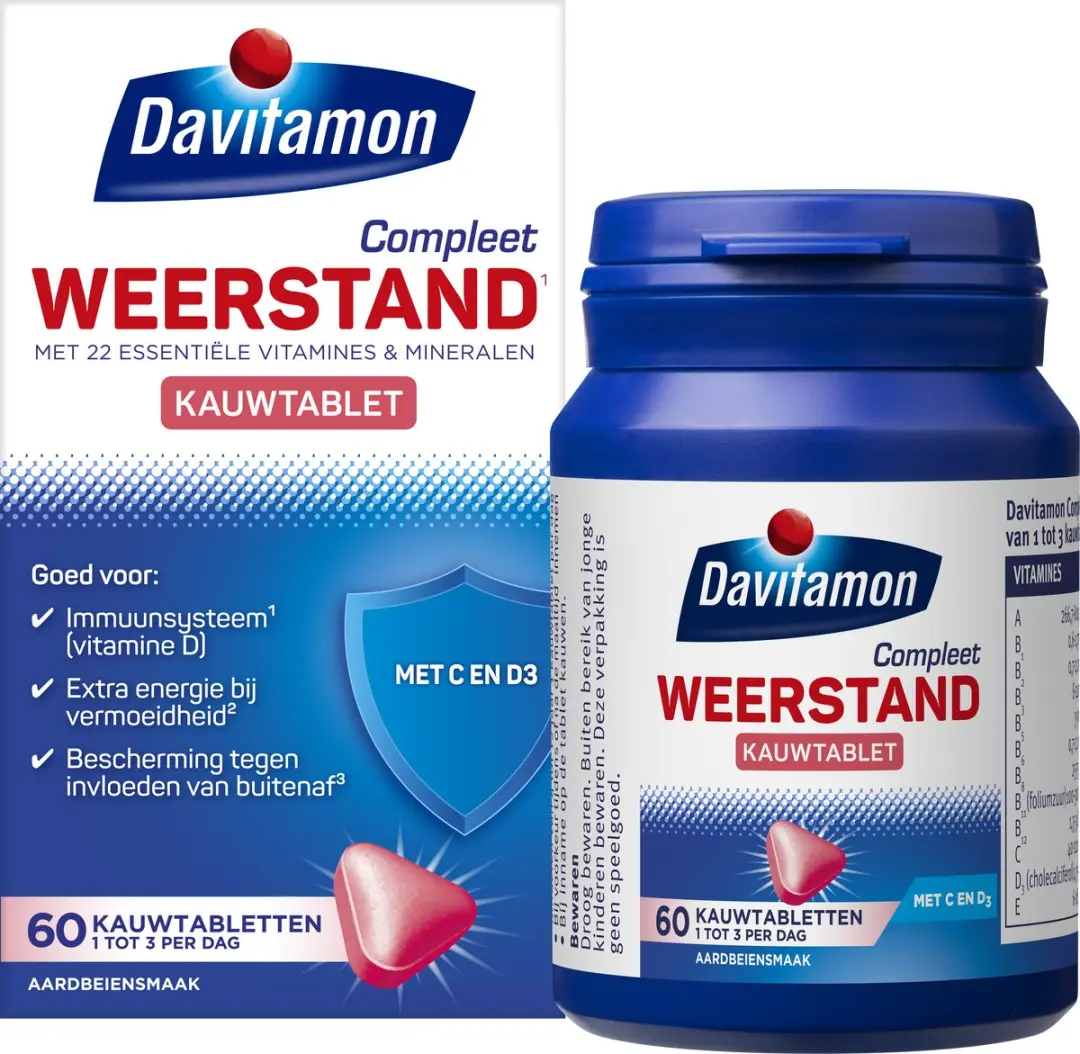 Davitamon Compleet Weerstand Kauwtabletten Aardbei