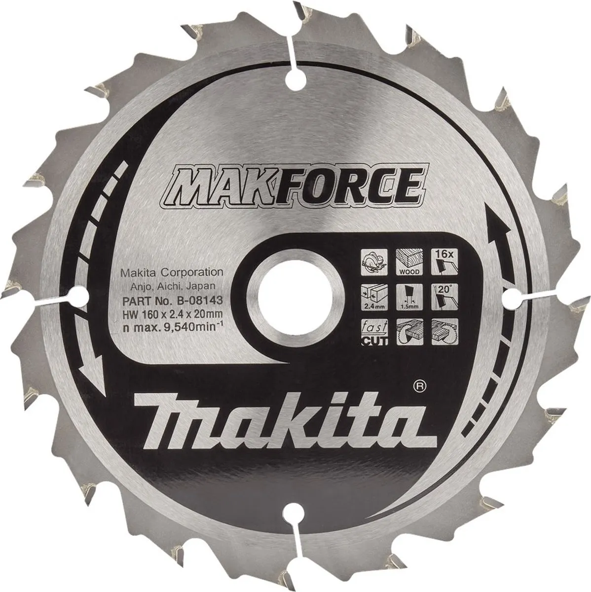 Makita Makforce Cirkelzaagblad B-08143 160mm - 16 Tanden