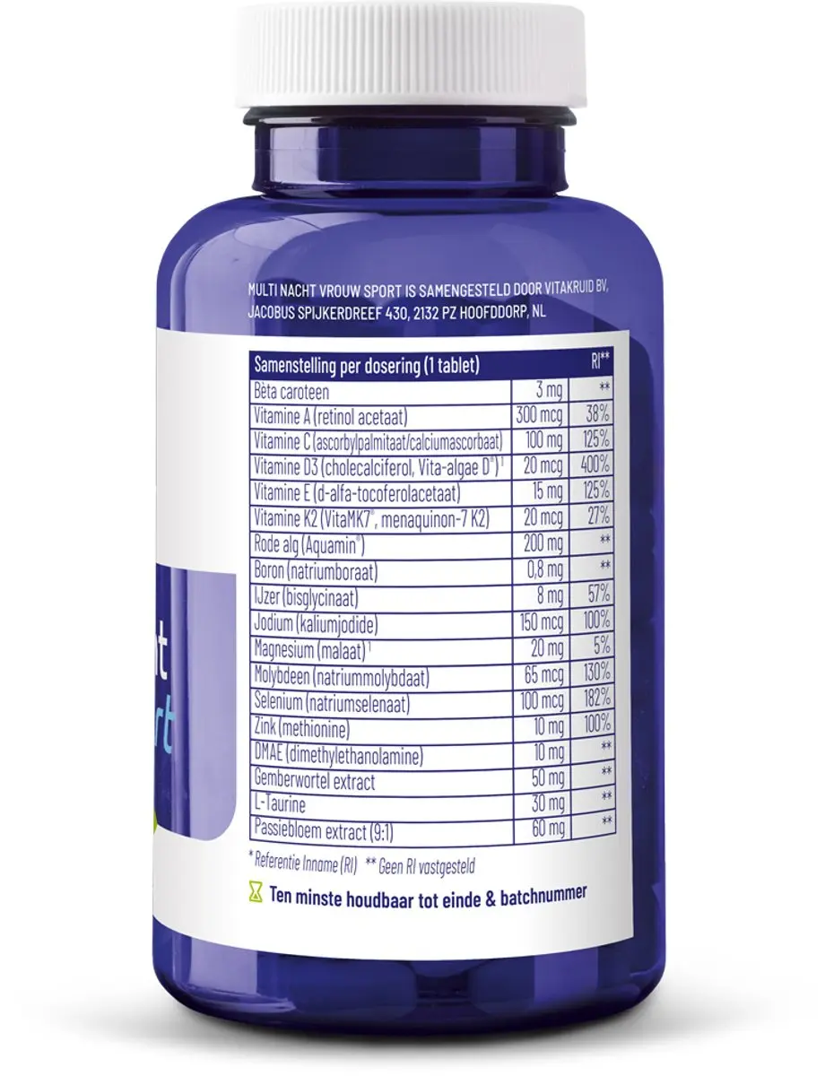Vitakruid Vrouw Sport Multi Nacht 90 tabletten