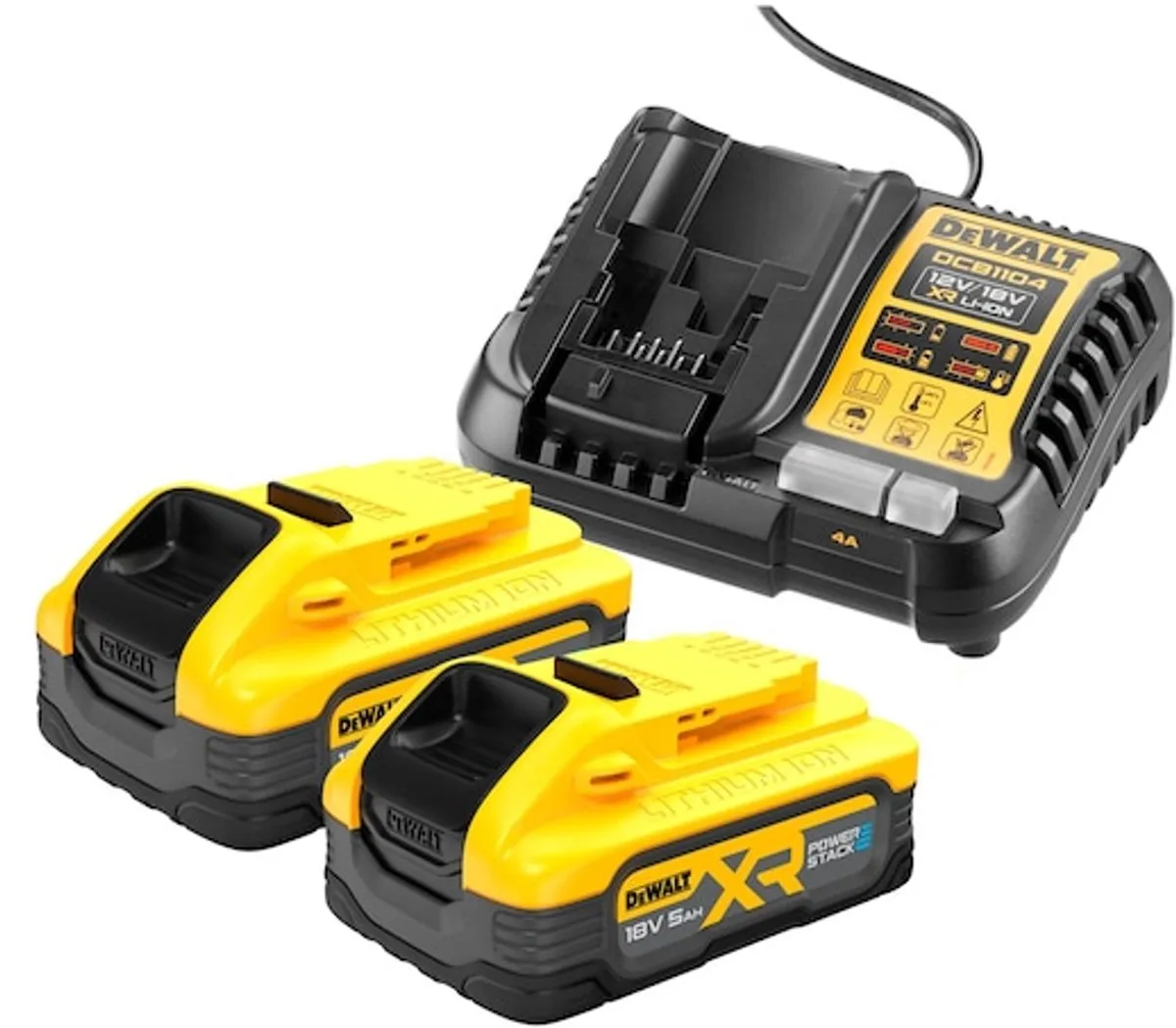 DeWalt DCB1104H2 Starterset 2x POWERSTACK 18V 5.0Ah Accu + Multilader - afbeelding 6 van 6