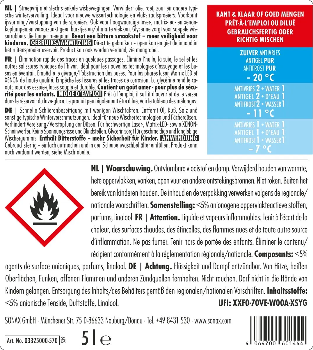 Sonax Antivries Ruitenwisservloeistof -20°C 5L - Blauw - afbeelding 6 van 6