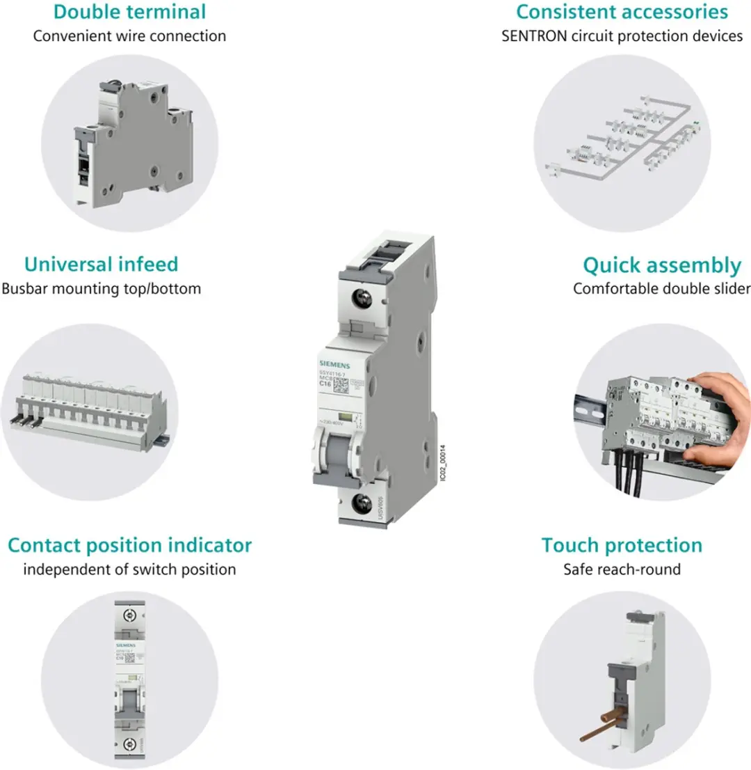 Siemens Miniatuurautomaat 400V 4P B-karakteristiek 10kA