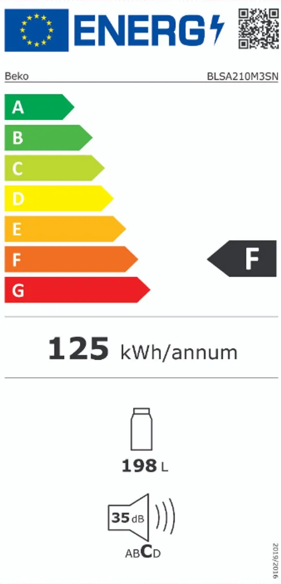 Beko BLSA210M3SN Koelkast 198L - 1 Deur Wit